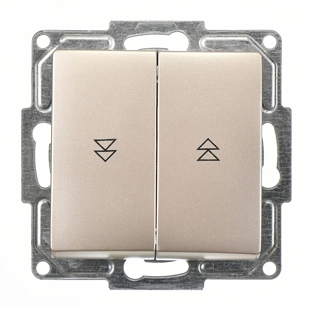 Visage Jaluzi Kumanda Anahtarı (İki Düğmeli) (klipsli), Metalik Bej (Mekanizma + Tuş/Kapak) - Günsan Elektrik