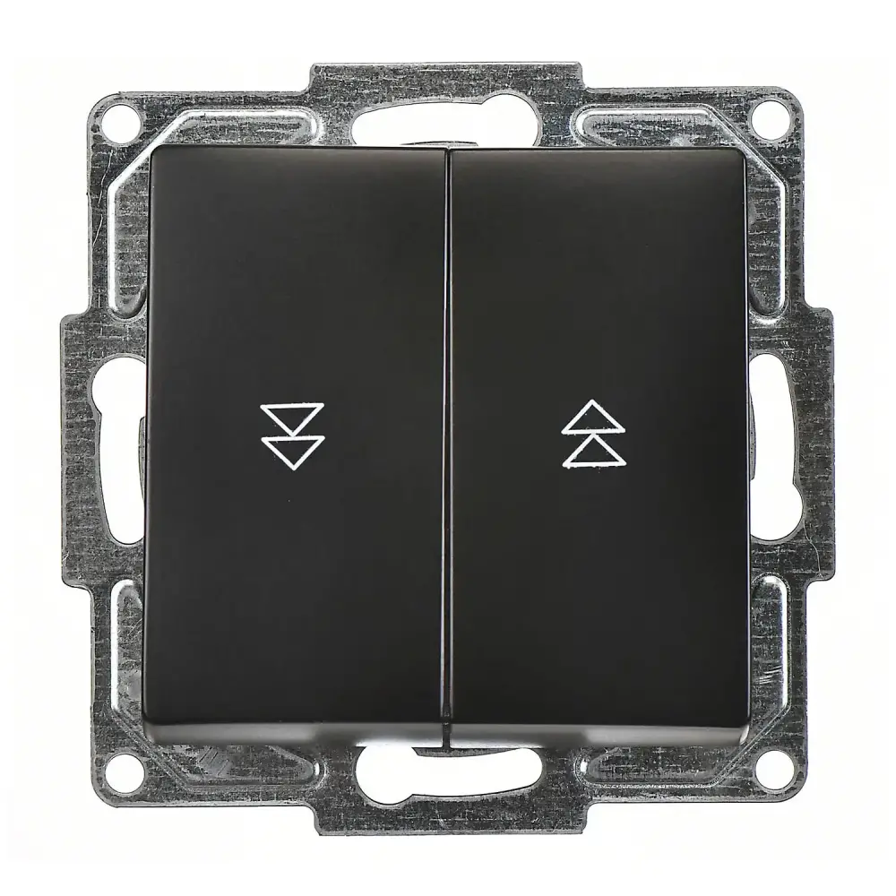 Visage Jaluzi Kumanda Anahtarı (İki Düğmeli) (klipsli), Metalik Siyah (Mekanizma + Tuş/Kapak) 