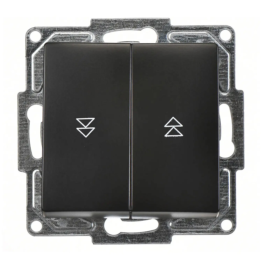 Visage Jaluzi Kumanda Anahtarı (İki Düğmeli) (klipsli), Metalik Siyah (Mekanizma + Tuş/Kapak) - Günsan Elektrik