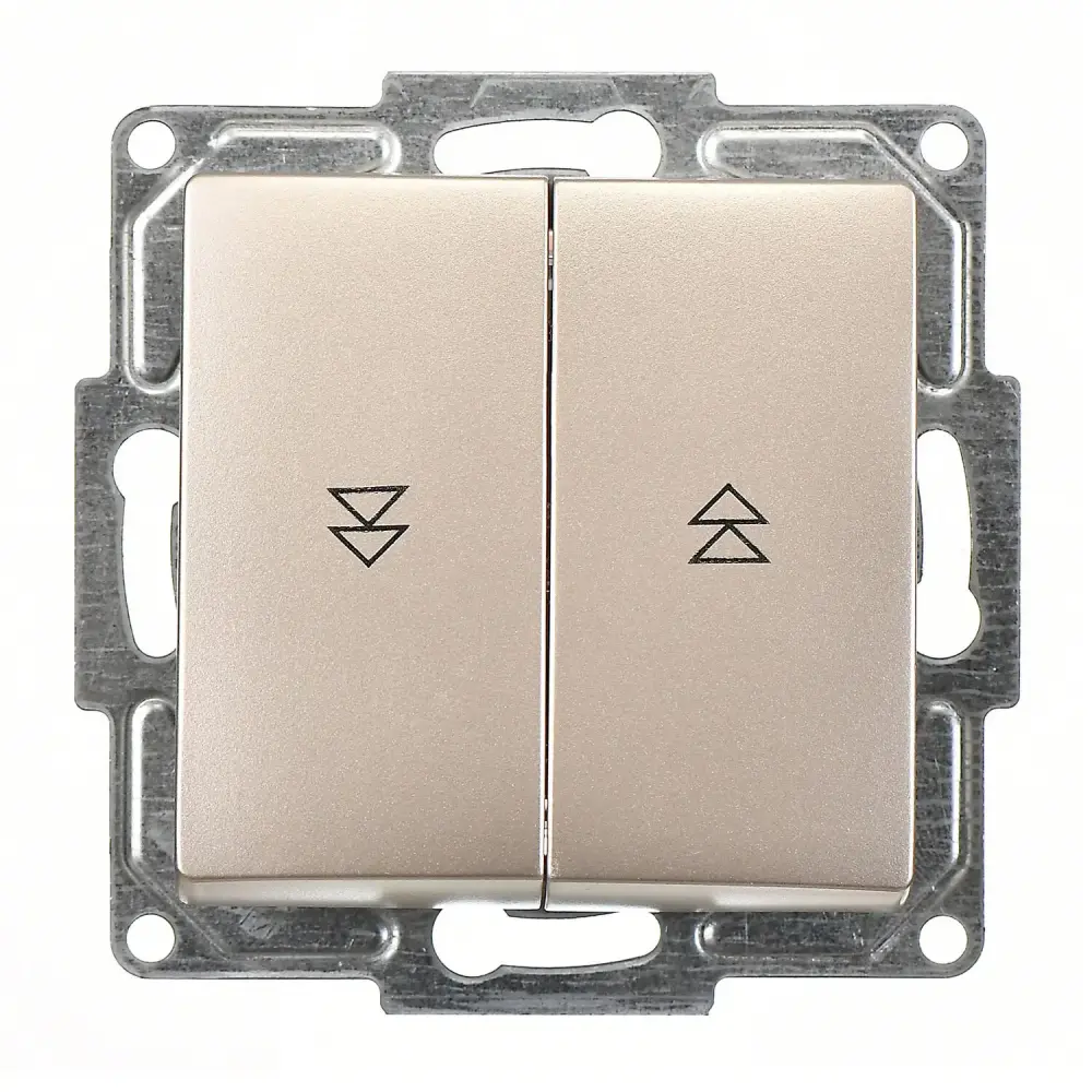 Visage Jaluzi Kumanda Anahtarı (İki Düğmeli), Metalik Bej (Mekanizma + Tuş/Kapak) 