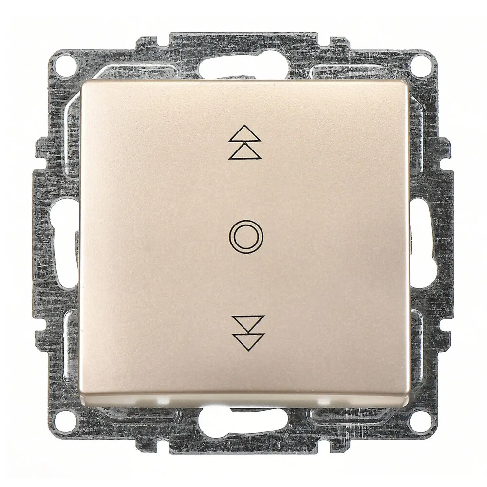 Visage Jaluzi Kumanda Anahtarı (Tek Düğmeli), Metalik Bej (Mekanizma + Tuş/Kapak) - Günsan Elektrik