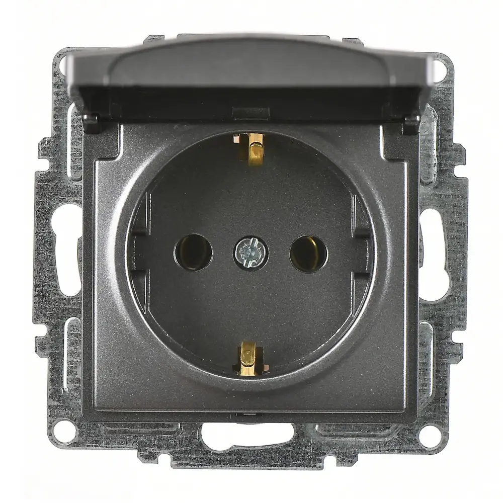 Visage Kapaklı Topraklı Priz, Füme (Mekanizma + Tuş/Kapak) 