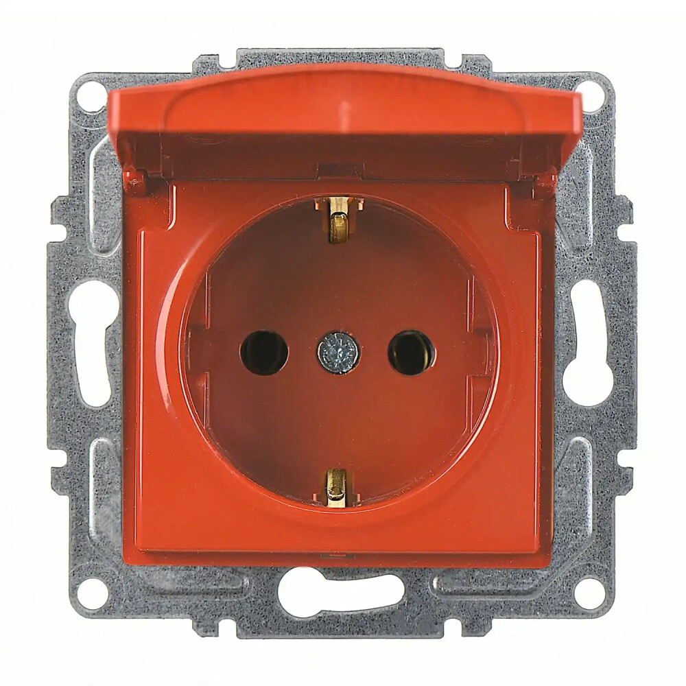 Visage Kapaklı Topraklı Priz, Kiraz (Mekanizma + Tuş/Kapak) - Günsan