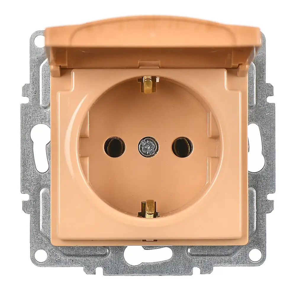 Visage Kapaklı Topraklı Priz (klipsli), Akçaağaç (Mekanizma + Tuş/Kapak) - 1