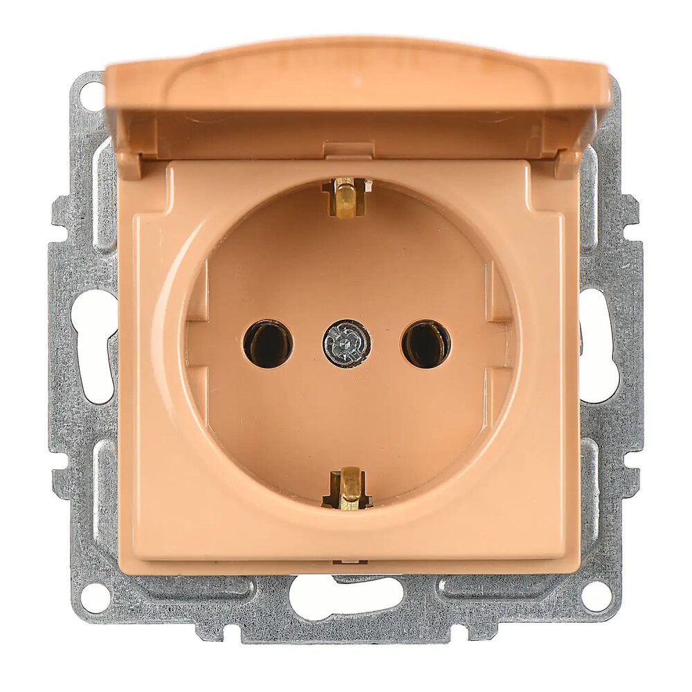 Visage Kapaklı Topraklı Priz (klipsli), Akçaağaç (Mekanizma + Tuş/Kapak) - Günsan Elektrik