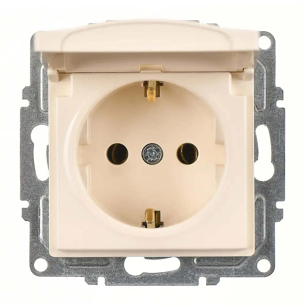 Visage Kapaklı Topraklı Priz (klipsli), Krem (Mekanizma + Tuş/Kapak) 