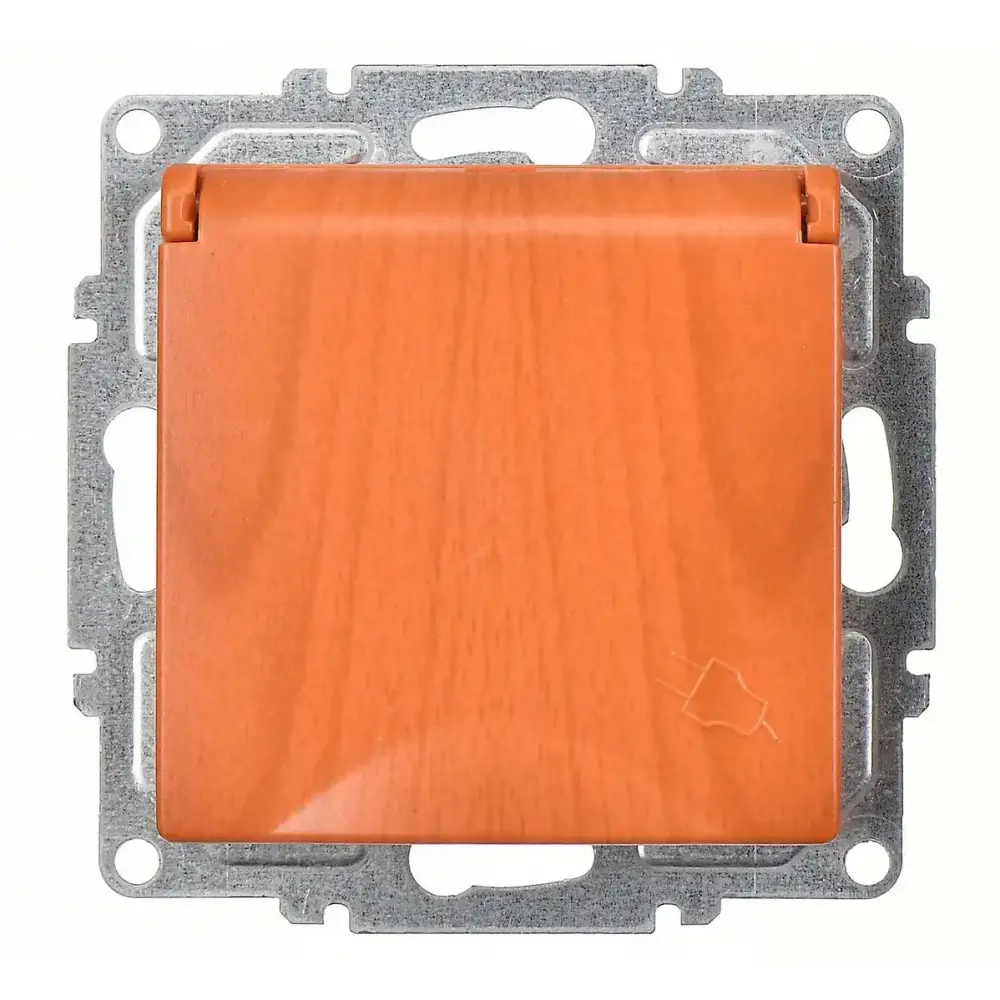 Visage Kapaklı Topraklı Priz (klipsli), Meşe (Mekanizma + Tuş/Kapak) - 2