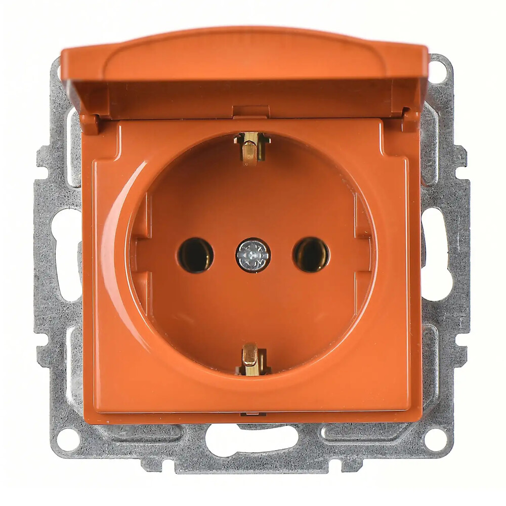 Visage Kapaklı Topraklı Priz, Meşe (Mekanizma + Tuş/Kapak) - Günsan Elektrik