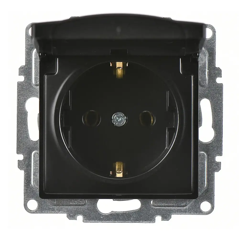 Visage Kapaklı Topraklı Priz, Metalik Siyah (Mekanizma + Tuş/Kapak) 