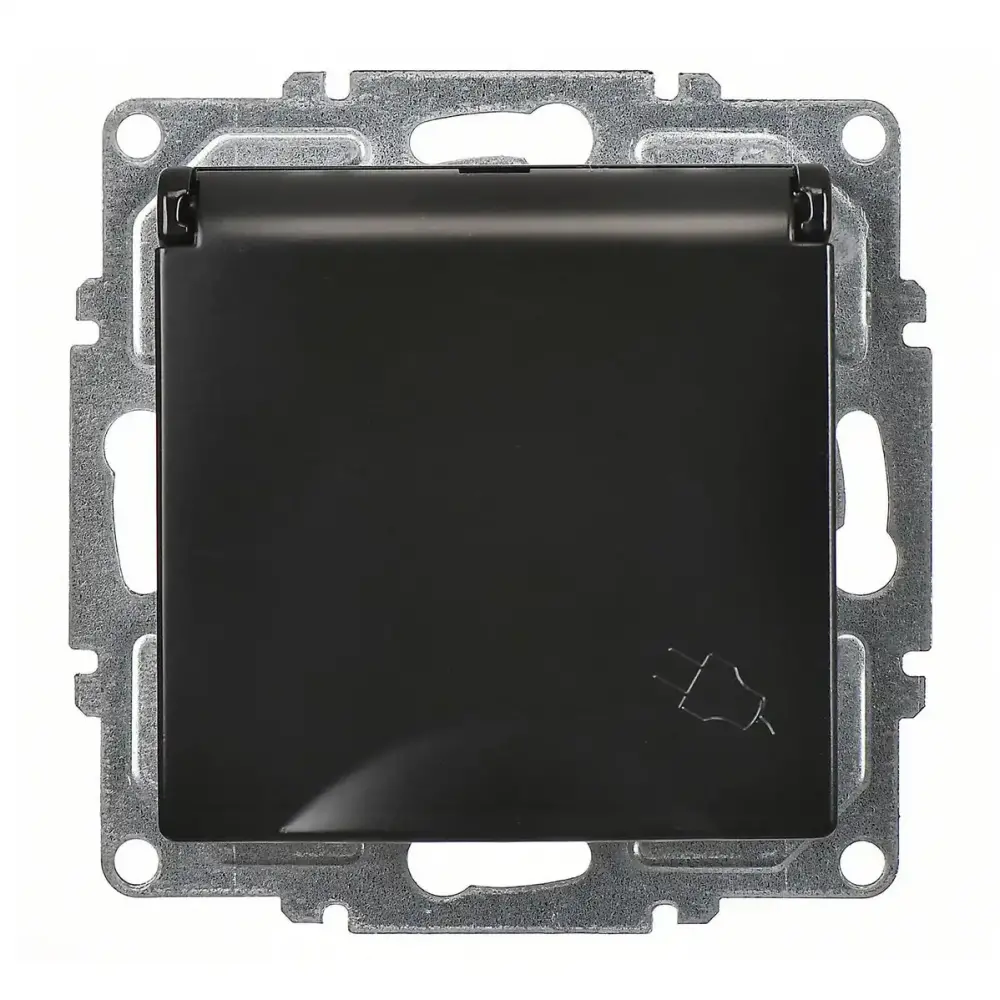 Visage Kapaklı Topraklı Priz, Metalik Siyah (Mekanizma + Tuş/Kapak) - 2