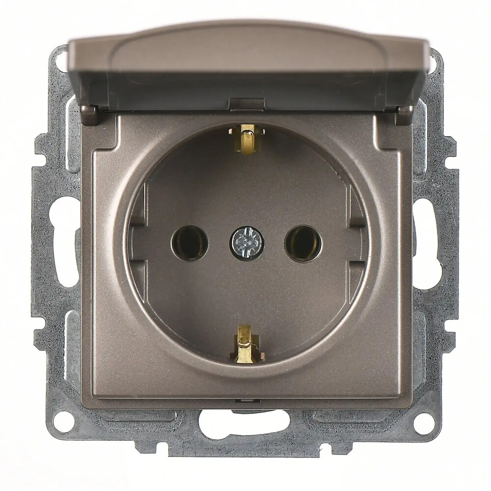 Visage Kapaklı Topraklı Priz, Mocha (Mekanizma + Tuş/Kapak) - Günsan Elektrik