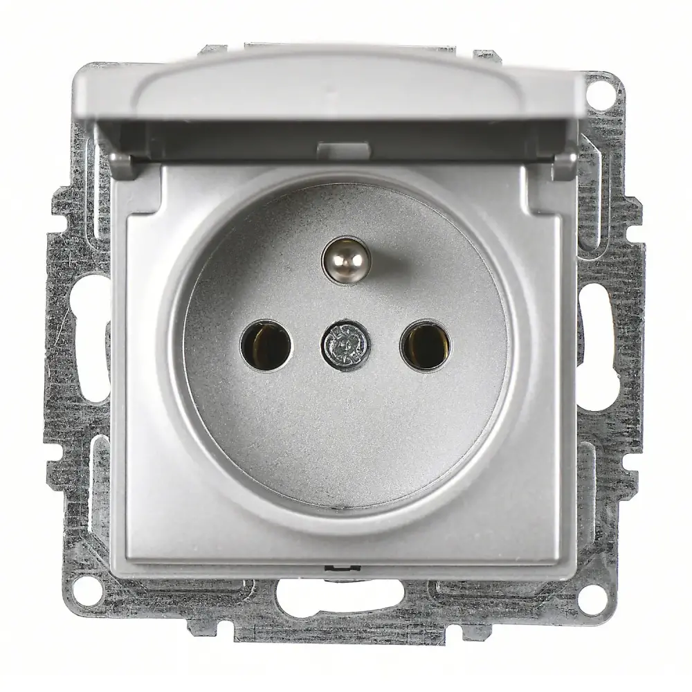 Visage Kapaklı UPS Priz, Gümüş (Mekanizma + Tuş/Kapak) 