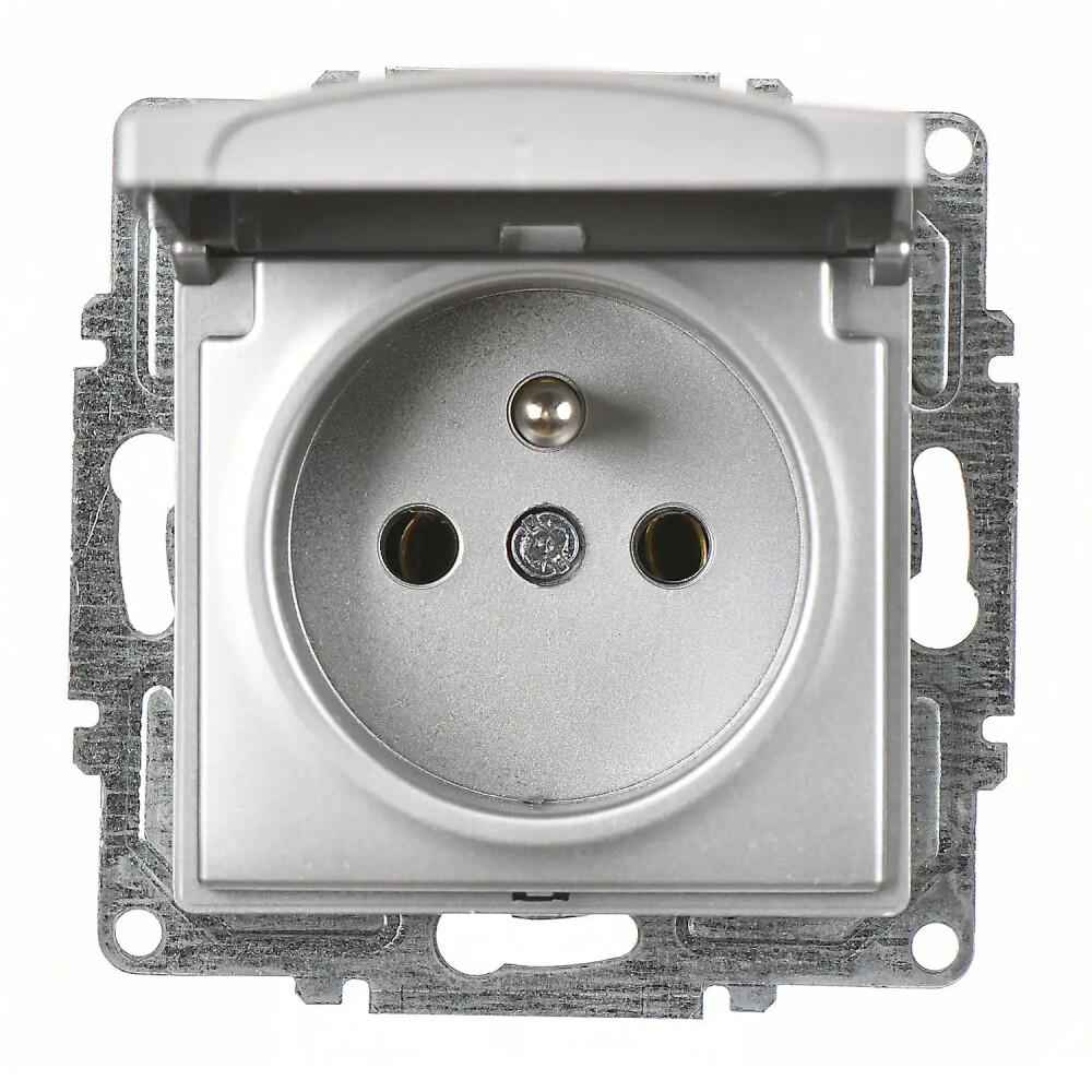 Visage Kapaklı UPS Priz, Gümüş (Mekanizma + Tuş/Kapak) - Günsan Elektrik