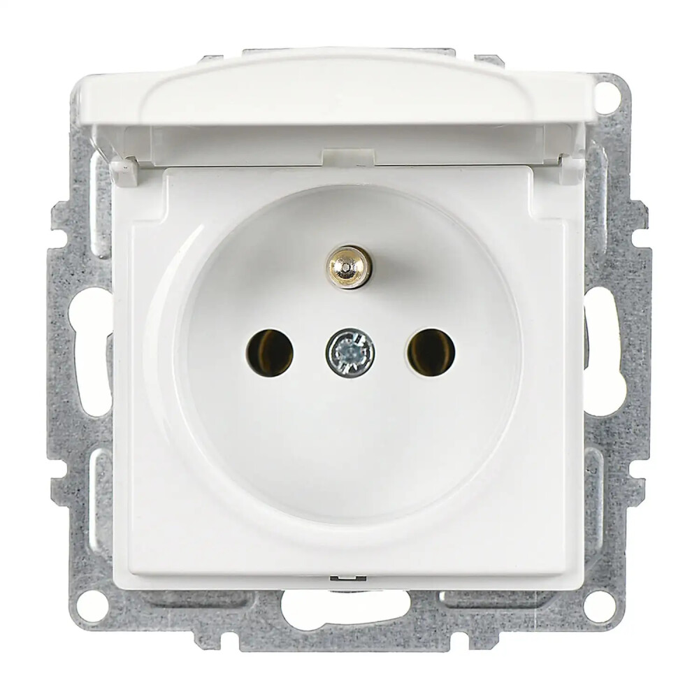 Visage Kapaklı UPS Priz (klipsli), Beyaz (Mekanizma + Tuş/Kapak) - Günsan Elektrik