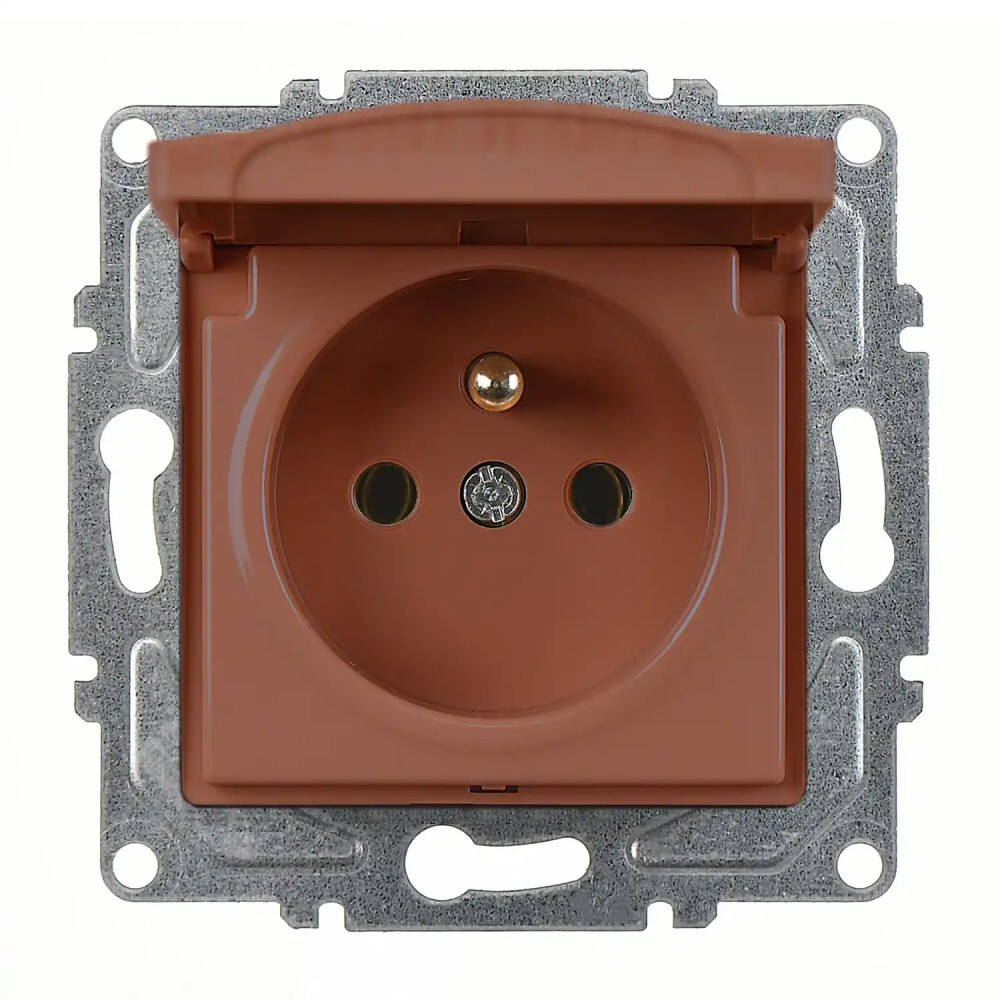 Visage Kapaklı UPS Priz (klipsli), Ceviz (Mekanizma + Tuş/Kapak) - Günsan Elektrik