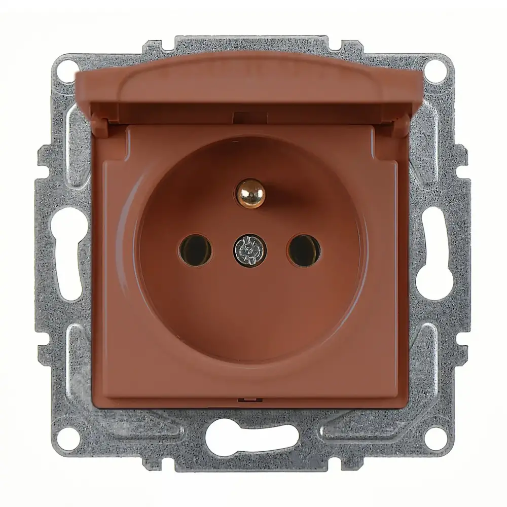 Visage Kapaklı UPS Priz (klipsli), Ceviz (Mekanizma + Tuş/Kapak) - 1