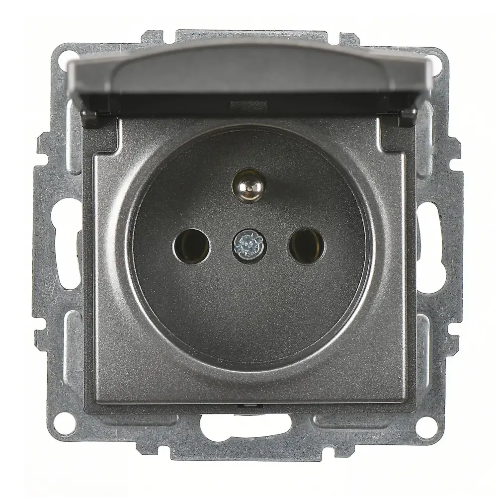 Visage Kapaklı UPS Priz (klipsli), Füme (Mekanizma + Tuş/Kapak) 