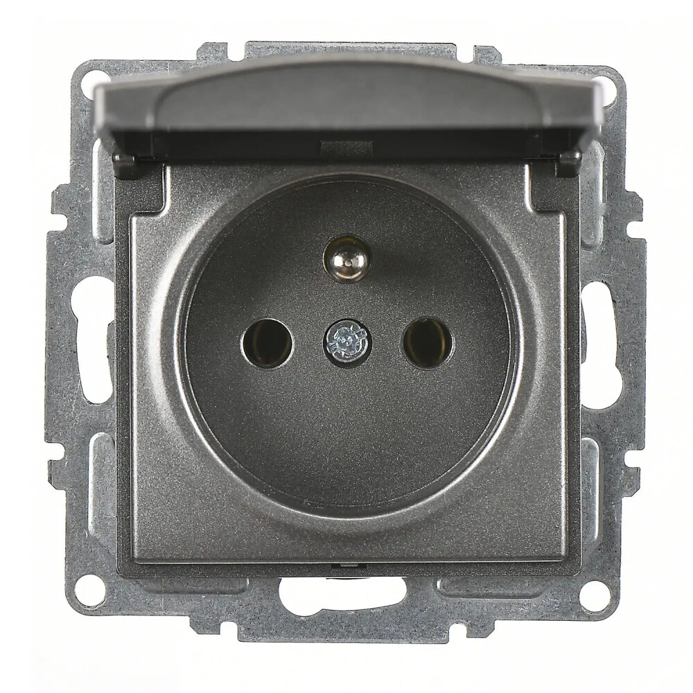 Visage Kapaklı UPS Priz (klipsli), Füme (Mekanizma + Tuş/Kapak) - Günsan Elektrik