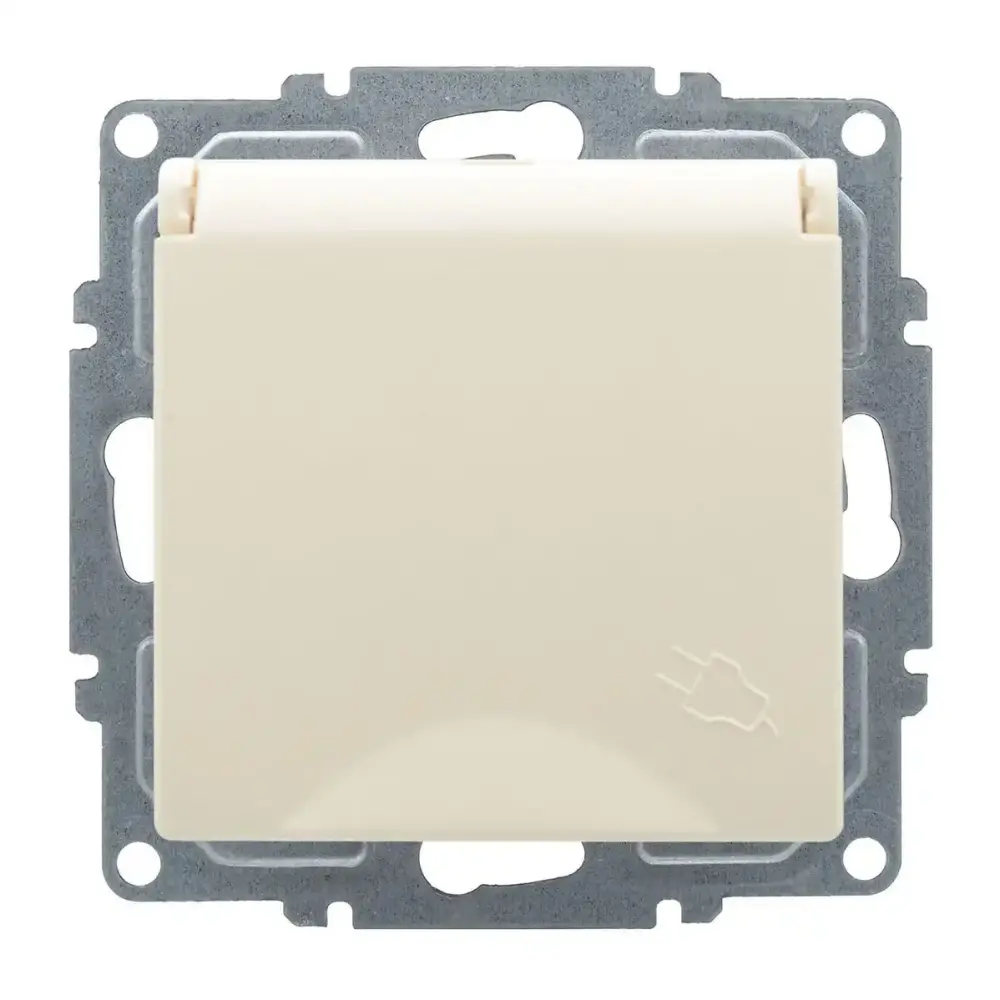 Visage Kapaklı UPS Priz (klipsli), Krem (Mekanizma + Tuş/Kapak) - 2