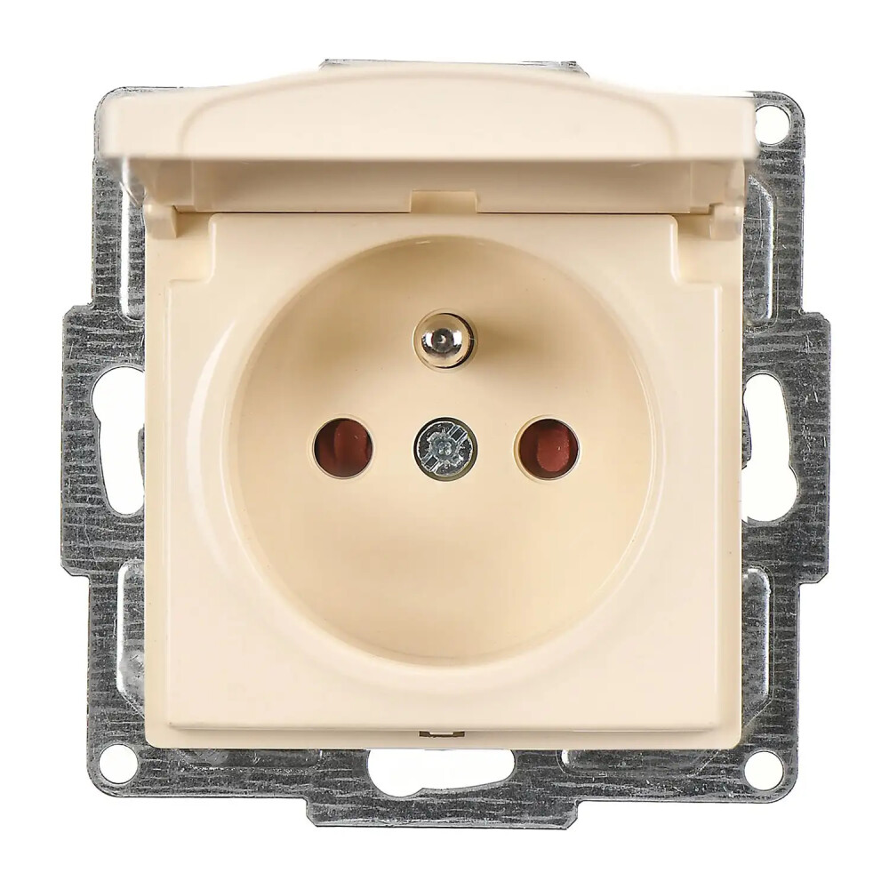 Visage Kapaklı UPS Priz (klipsli), Krem (Mekanizma + Tuş/Kapak) - Günsan Elektrik
