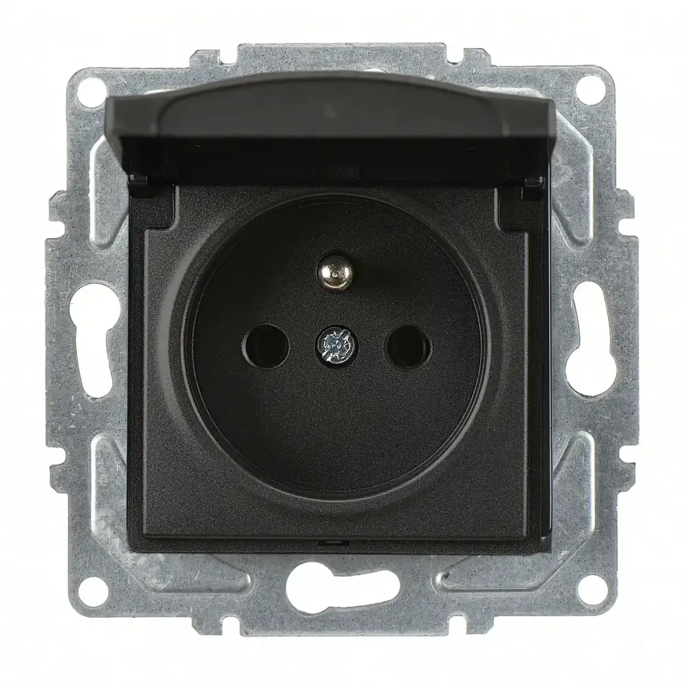 Visage Kapaklı UPS Priz (klipsli), Metalik Siyah (Mekanizma + Tuş/Kapak) 