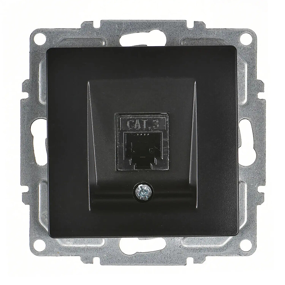 Visage Nümeris Telefon Prizi (Cat3), Metalik Siyah (Mekanizma + Tuş/Kapak) - Günsan Elektrik