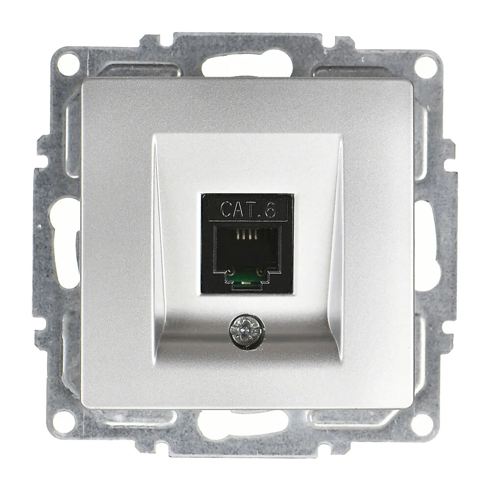 Visage Tekli Data Prizi (RJ45 Cat6), Gümüş (Mekanizma + Tuş/Kapak) - Günsan Elektrik