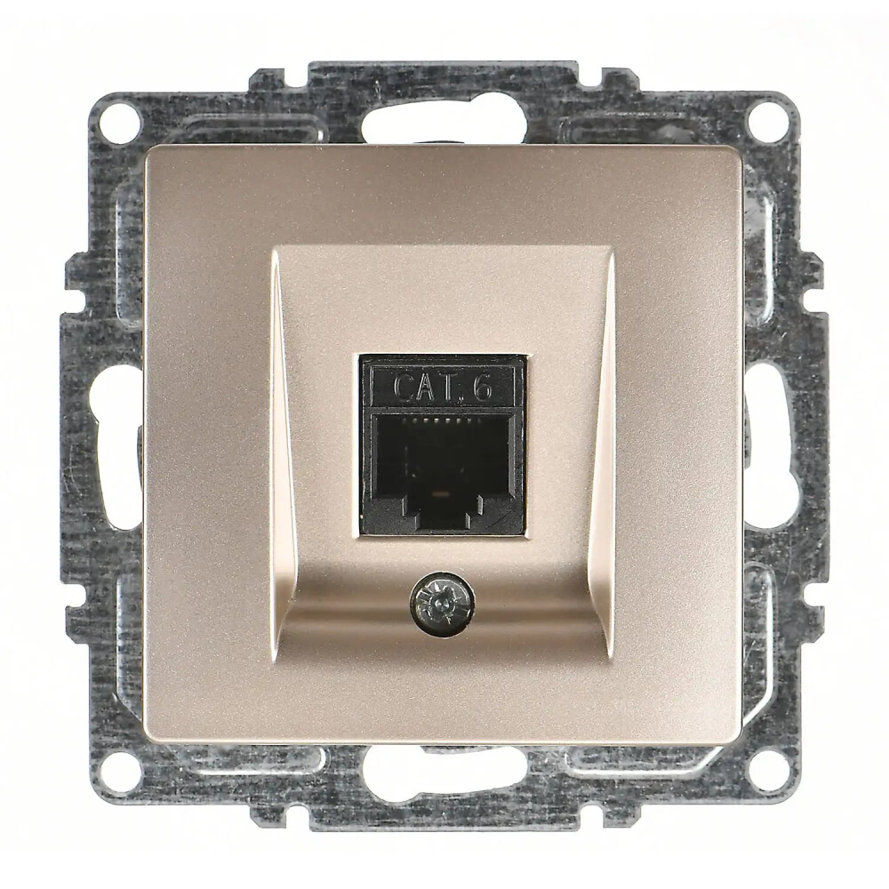 Visage Tekli Data Prizi (RJ45 Cat6), Metalik Bej (Mekanizma + Tuş/Kapak) - Günsan Elektrik