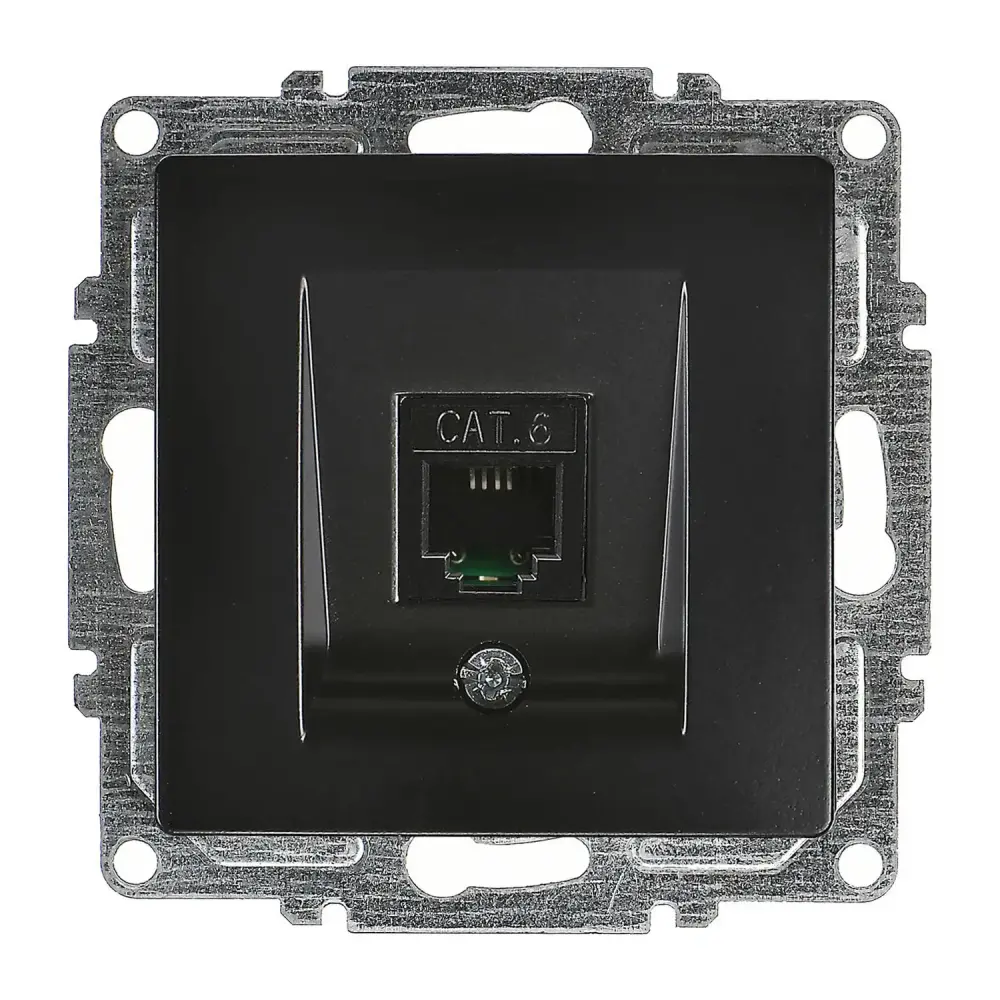 Visage Tekli Data Prizi (RJ45 Cat6), Metalik Siyah (Mekanizma + Tuş/Kapak) - 1