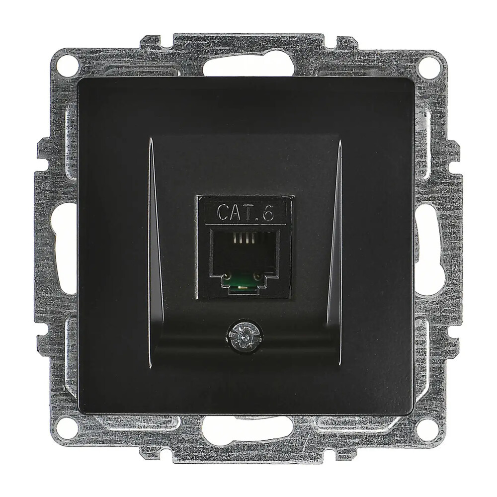 Visage Tekli Data Prizi (RJ45 Cat6), Metalik Siyah (Mekanizma + Tuş/Kapak) - Günsan Elektrik