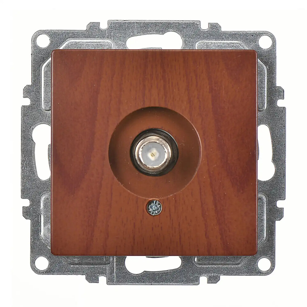SAT socket, Single, Walnut - Günsan Elektrik