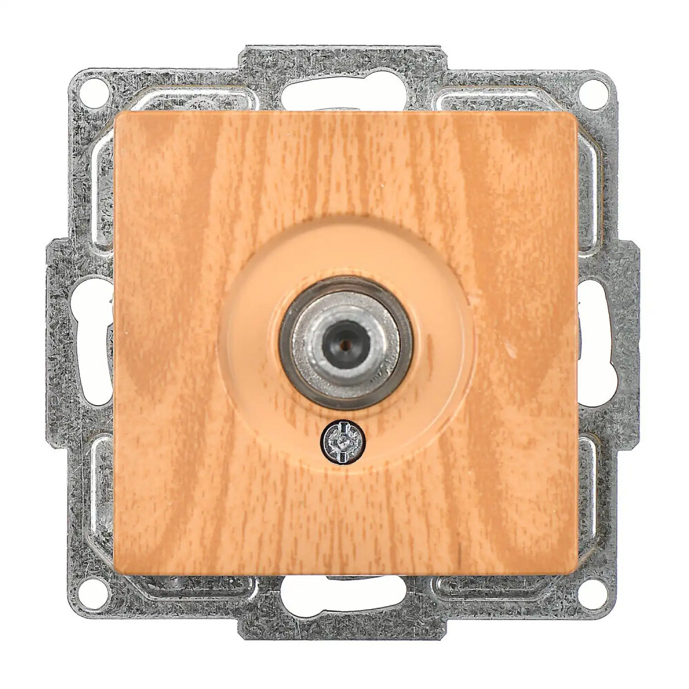 Visage Tekli Uydu Prizi F Konnektörlü (Geçişli-Sonlu), Akçaağaç (Mekanizma + Tuş/Kapak) - Günsan Elektrik