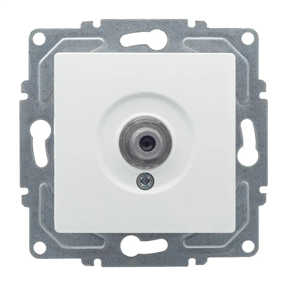 Visage Tekli Uydu Prizi F Konnektörlü (Geçişli-Sonlu), Beyaz (Mekanizma + Tuş/Kapak) - Günsan Elektrik