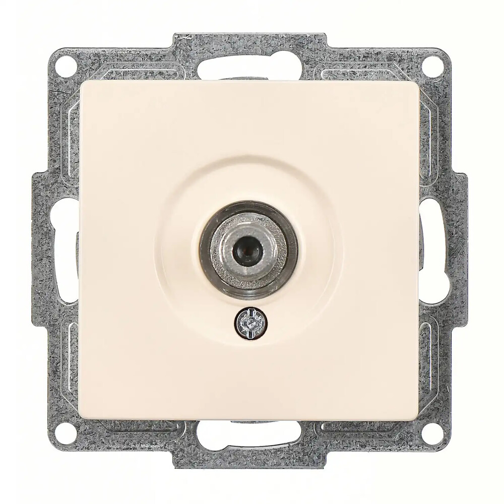 Visage Tekli Uydu Prizi F Konnektörlü (Geçişli-Sonlu), Krem (Mekanizma + Tuş/Kapak) - Günsan Elektrik