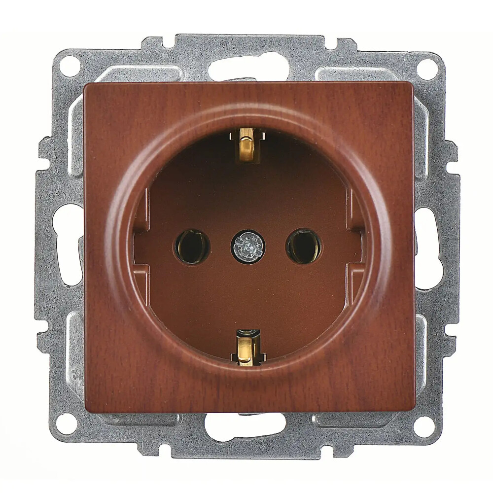 Visage Topraklı Priz, Ceviz (Mekanizma + Tuş/Kapak) - Günsan Elektrik