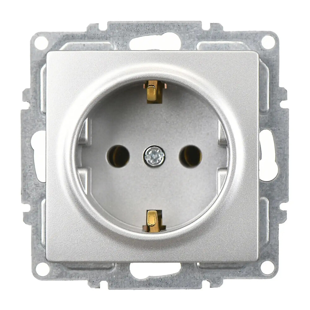 Visage Topraklı Priz, Gümüş (Mekanizma + Tuş/Kapak) - Günsan Elektrik