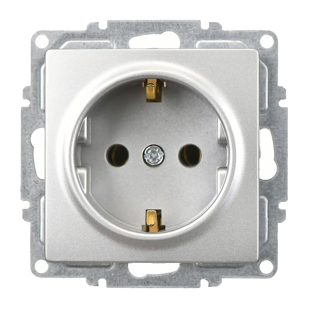 Visage Topraklı Priz (klipsli), Gümüş (Mekanizma + Tuş/Kapak) - Günsan Elektrik