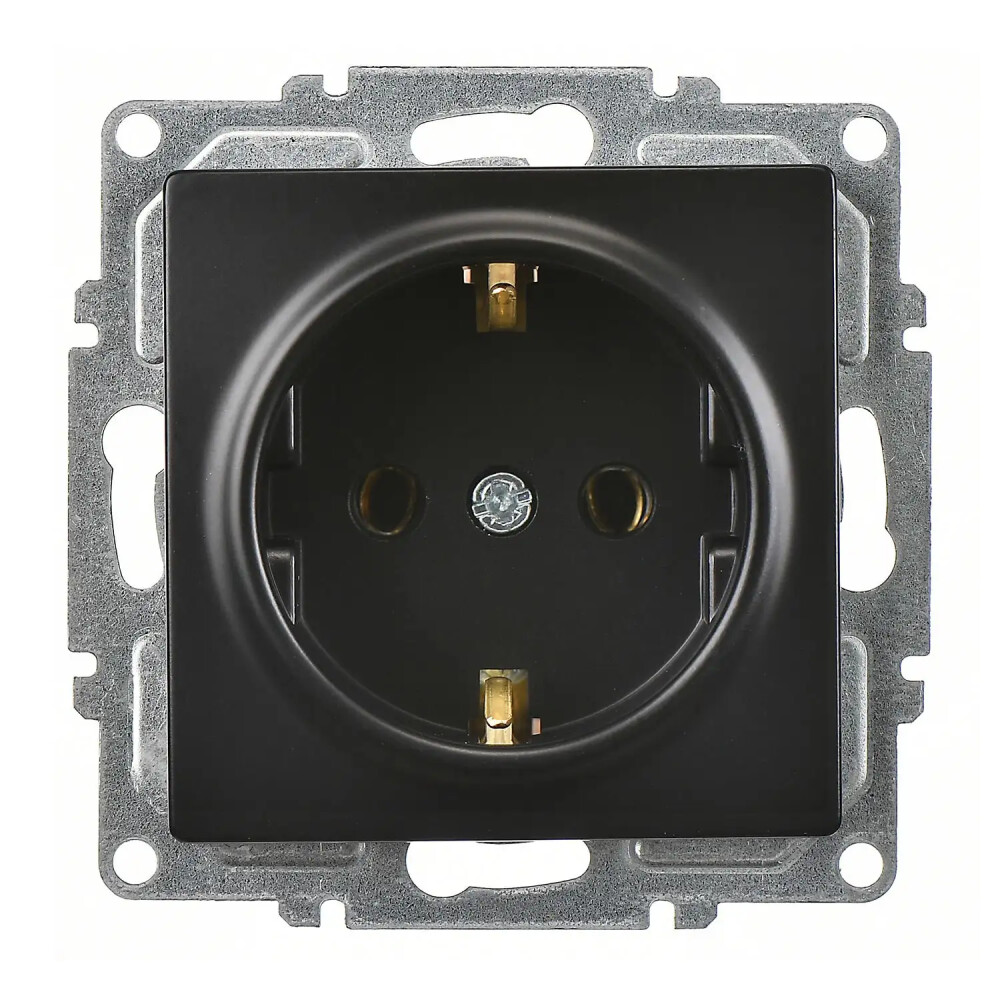 Visage Topraklı Priz, Metalik Siyah (Mekanizma + Tuş/Kapak) - Günsan Elektrik