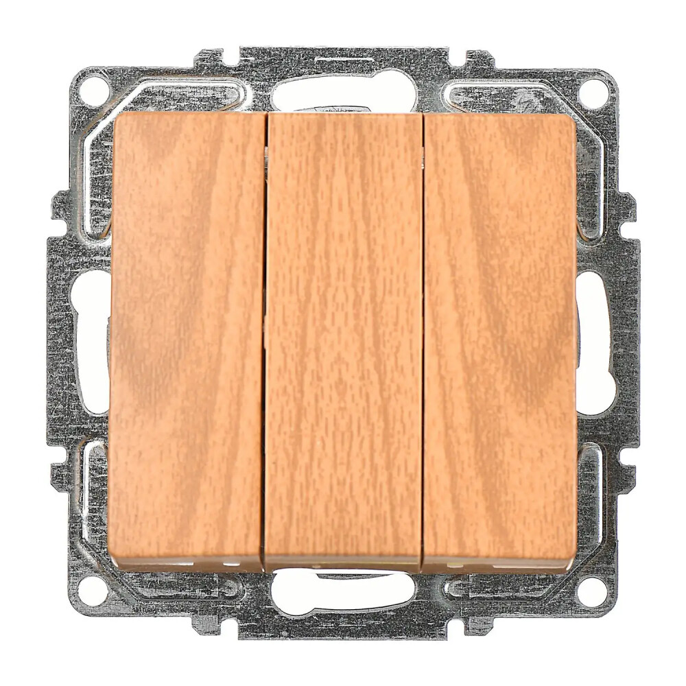 Visage Üçlü Anahtar, Akçaağaç (Mekanizma + Tuş/Kapak) - Günsan Elektrik