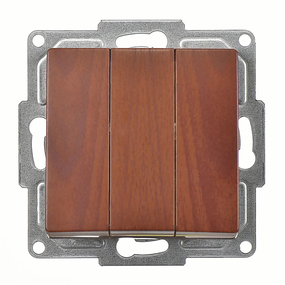 Visage Üçlü Anahtar, Ceviz (Mekanizma + Tuş/Kapak) - Günsan Elektrik