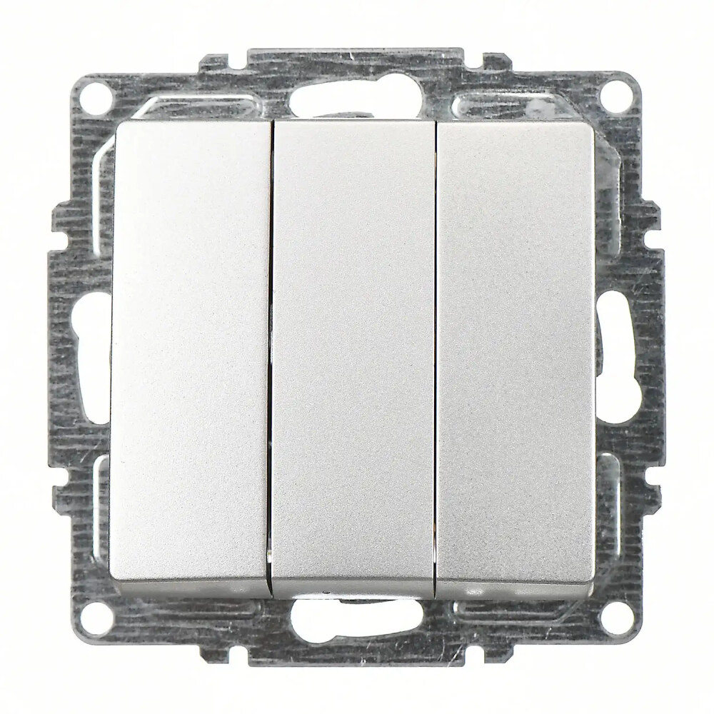 Visage Üçlü Anahtar, Gümüş (Mekanizma + Tuş/Kapak) - Günsan Elektrik