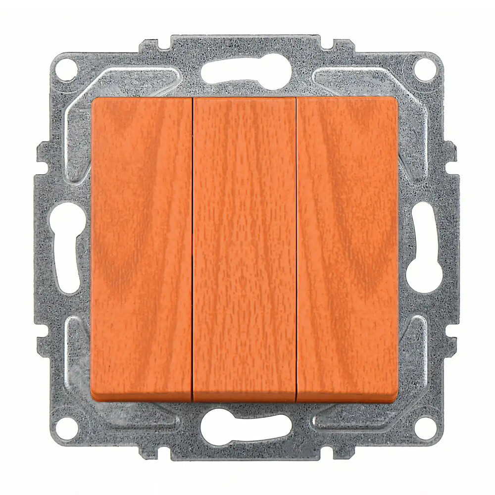 Visage Üçlü Anahtar, Meşe (Mekanizma + Tuş/Kapak) - Günsan Elektrik