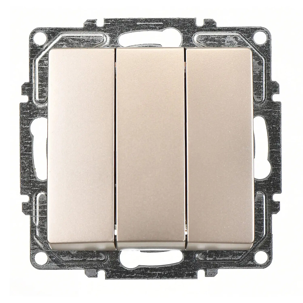 Visage Üçlü Anahtar, Metalik Bej (Mekanizma + Tuş/Kapak) - Günsan Elektrik