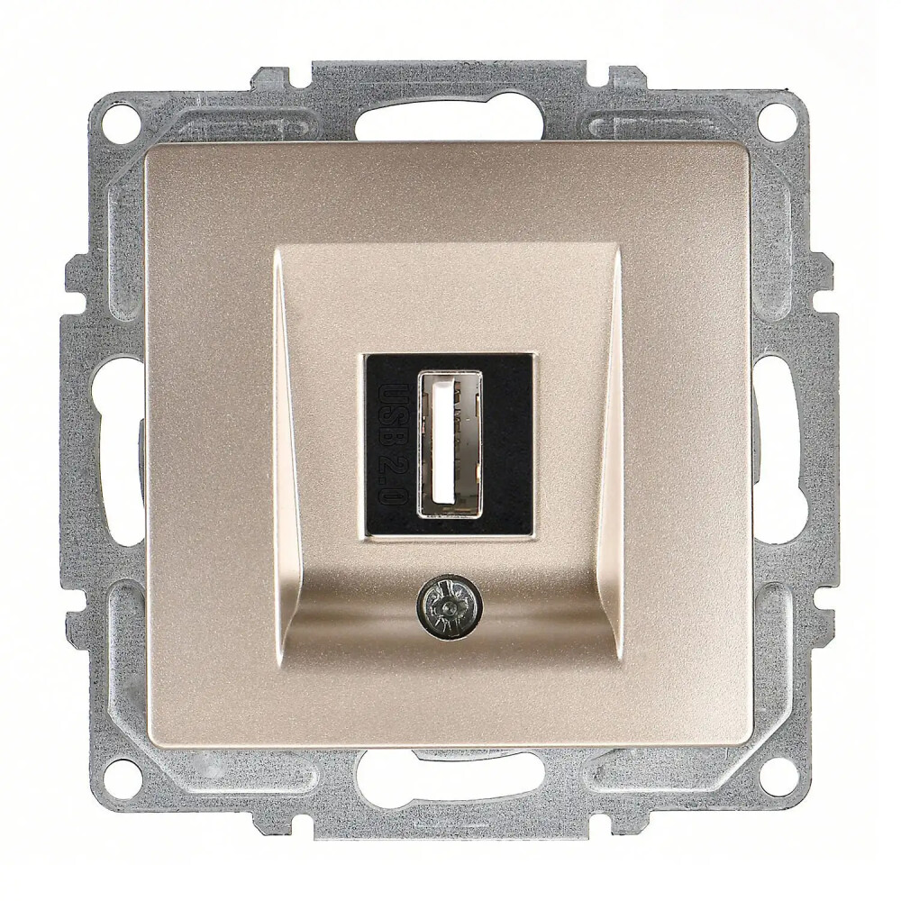 Visage USB Data Prizi, Metalik Bej (Mekanizma + Tuş/Kapak) - Günsan Elektrik