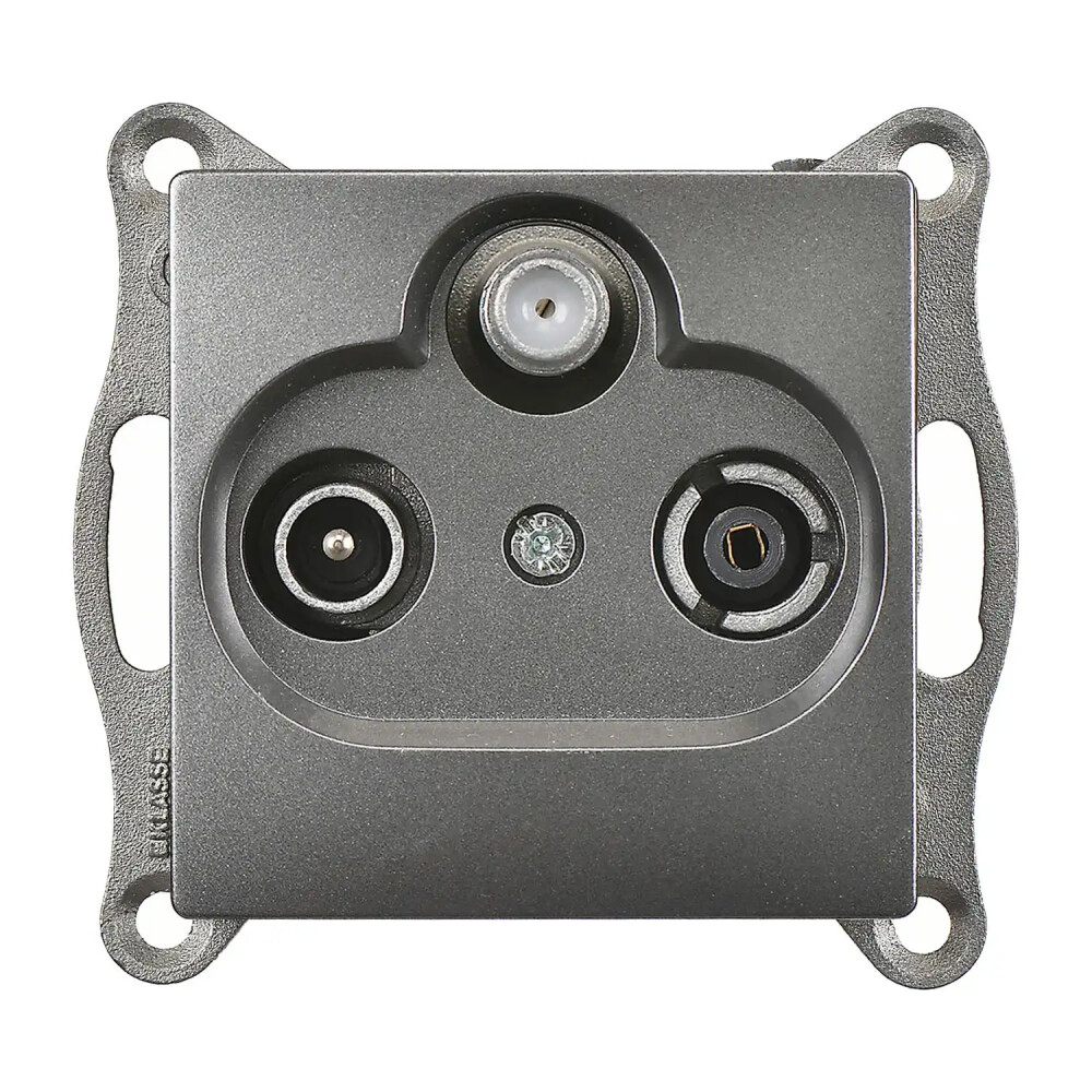 TV-R-SAT Socket, Intermediate, Smoked Gray - Günsan Elektrik