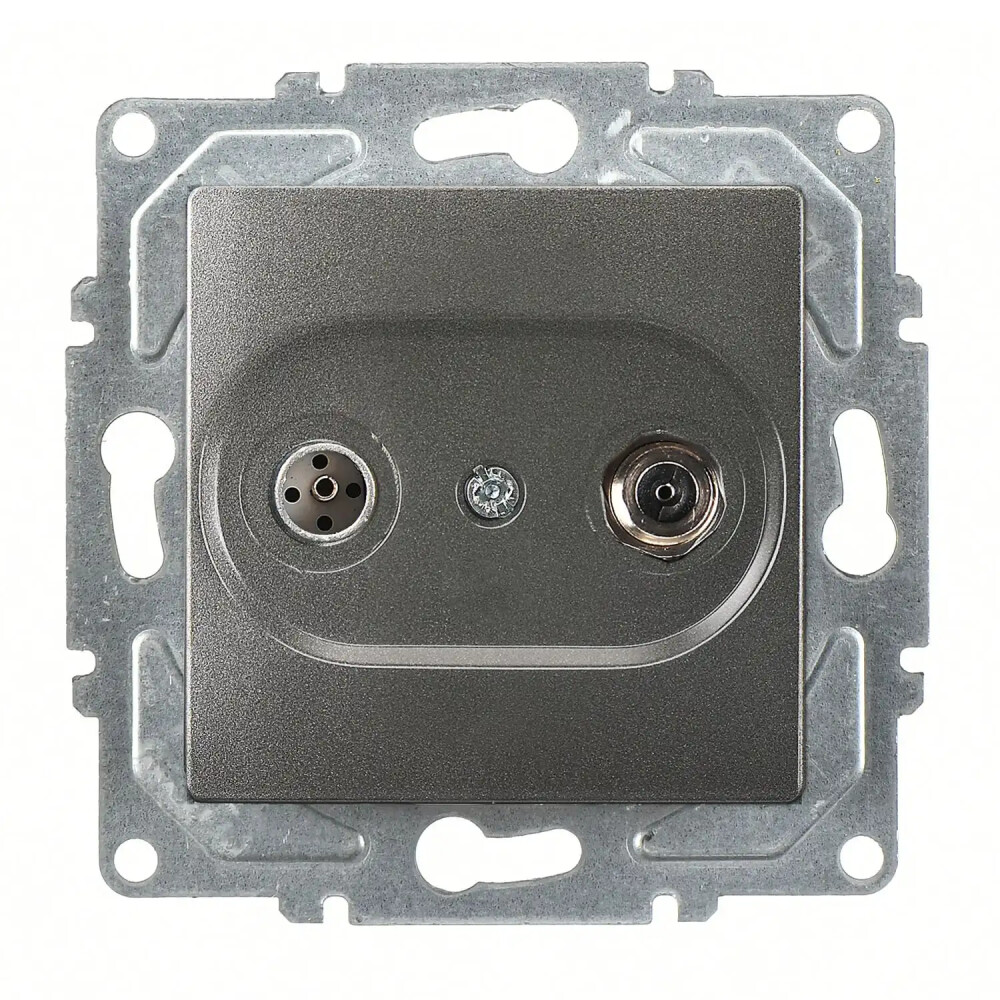 Visage Uydu Prizi Sonlu (Alcad Sat-TV), Füme (Mekanizma + Tuş/Kapak) - Günsan Elektrik