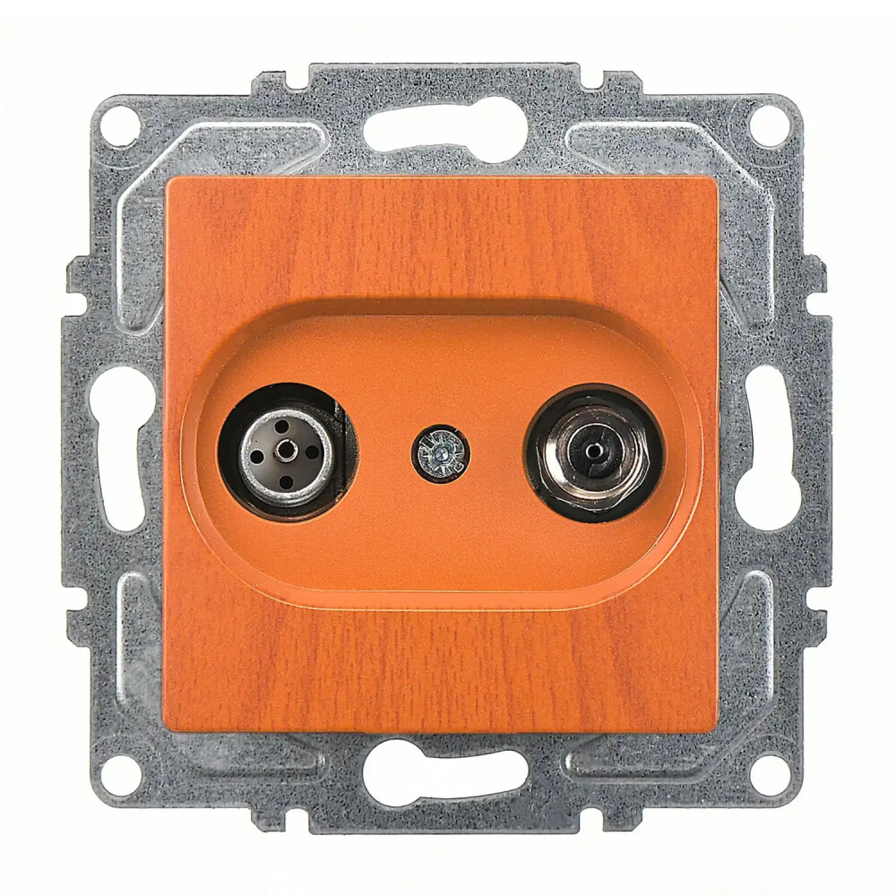 Visage Uydu Prizi Sonlu (Alcad Sat-TV), Meşe (Mekanizma + Tuş/Kapak) - Günsan Elektrik