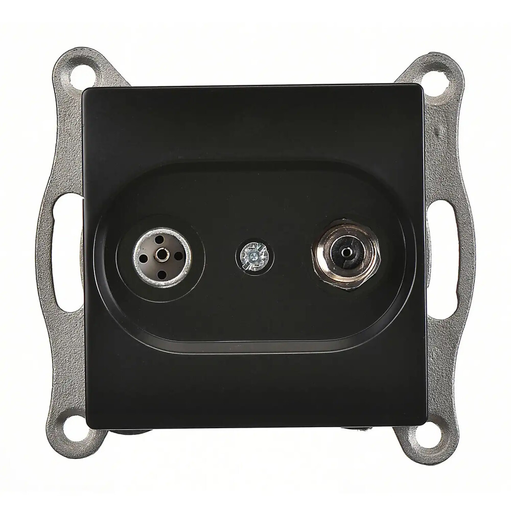 Visage Uydu Prizi Sonlu (Alcad Sat-TV), Metalik Siyah (Mekanizma + Tuş/Kapak) - Günsan Elektrik