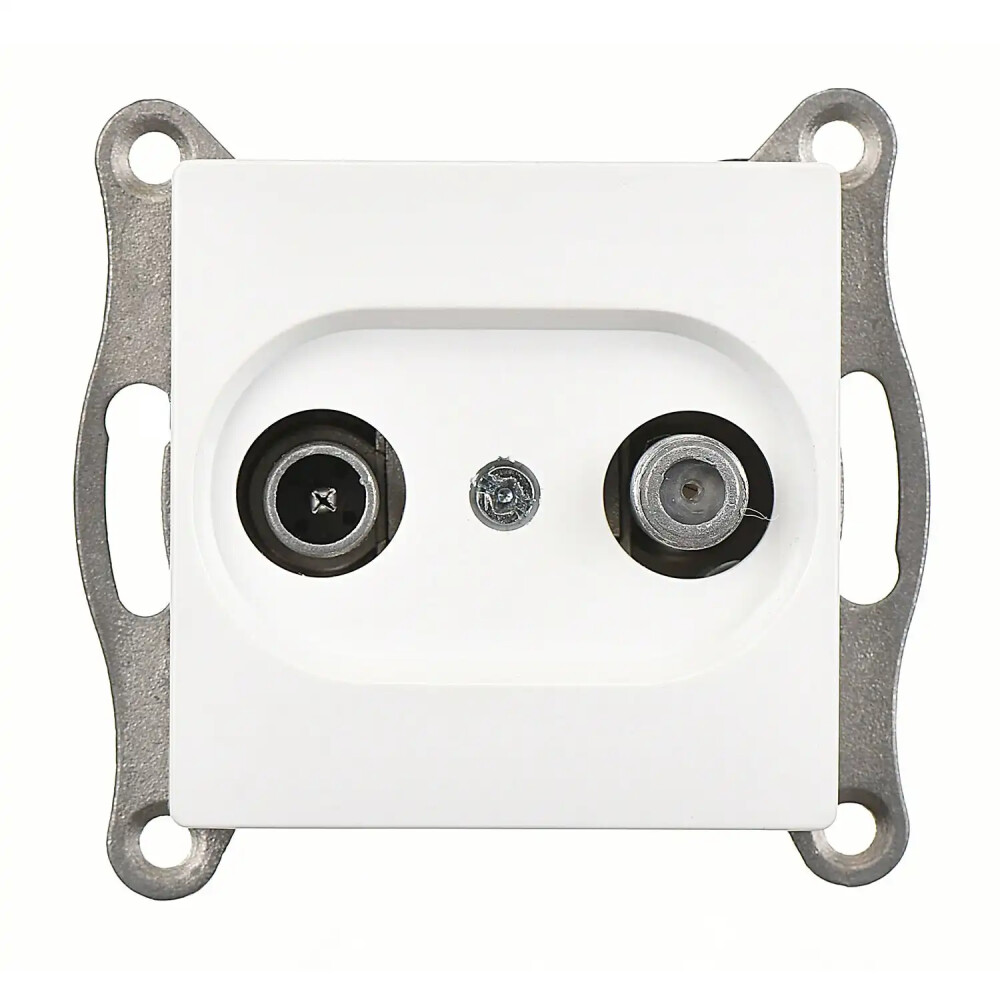 Visage Uydu Prizi Sonlu (TV-Sat), Beyaz (Mekanizma + Tuş/Kapak) - Günsan Elektrik