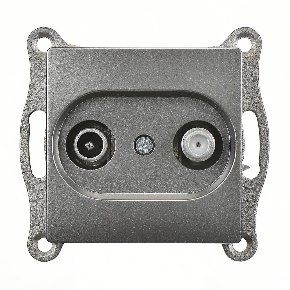 Visage Uydu Prizi Sonlu (TV-Sat), Füme (Mekanizma + Tuş/Kapak) - Günsan Elektrik